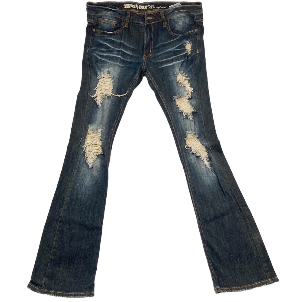 Machine Juniors Distressed BootCut Jeans Size 11 Dark Wash